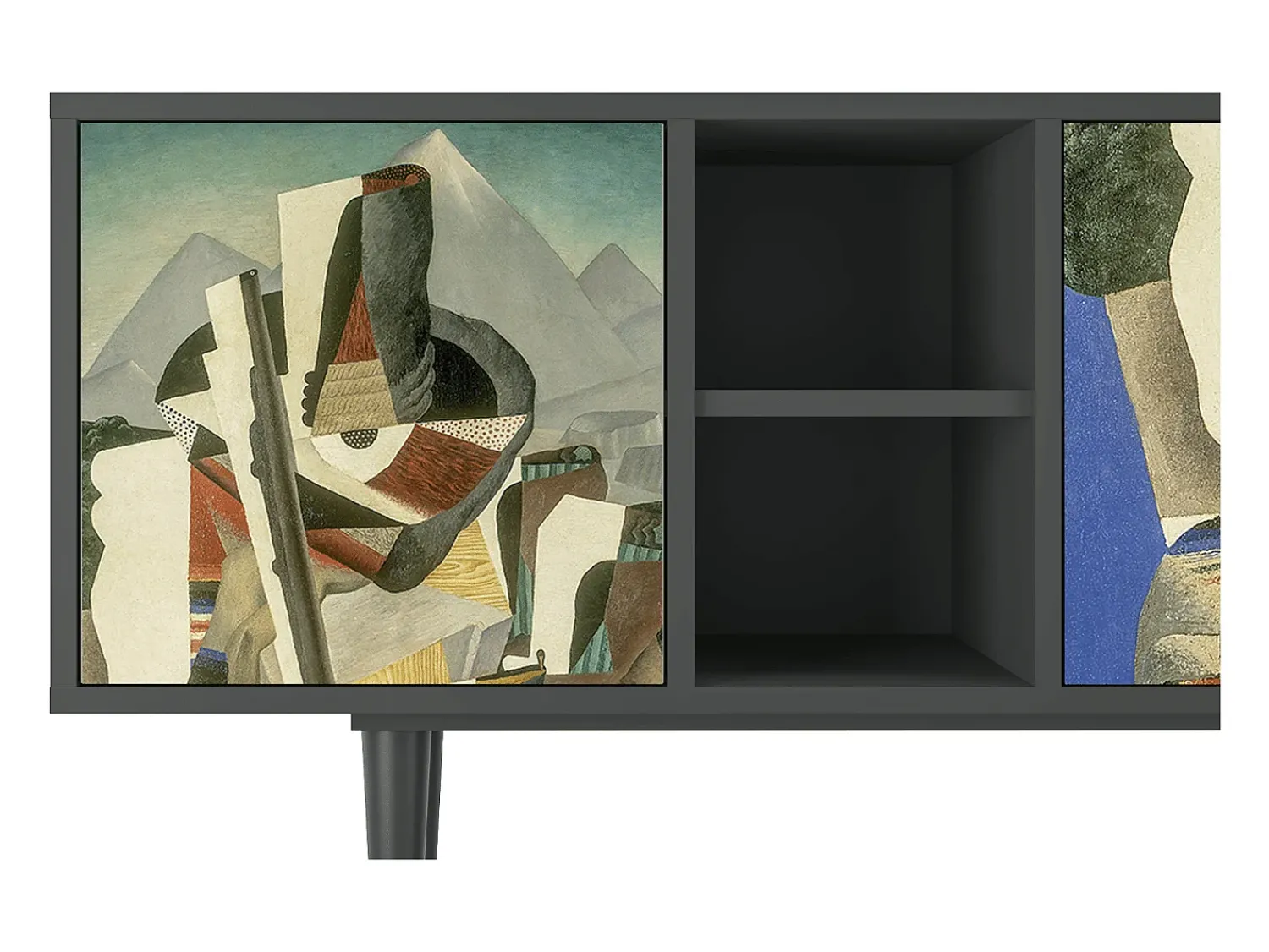 Móvel De Tv* Mueble de TV - 150х69х41 cm - T5 - The Cubist Paintings , Antracite Cinza antracite