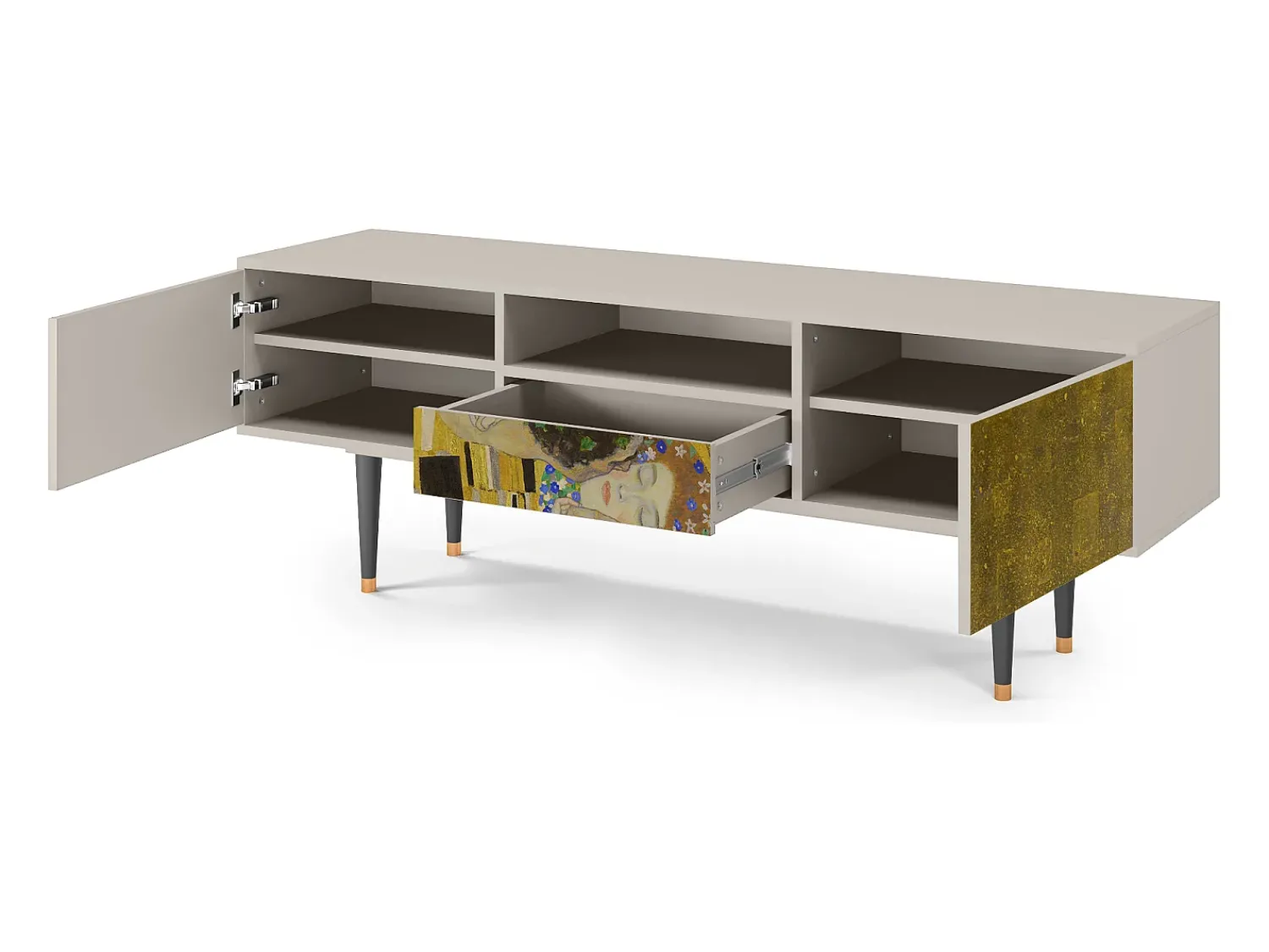 Best Mueble de TV - 170х59х41 cm - T6 - The Kiss by Klimt , Areia Bege