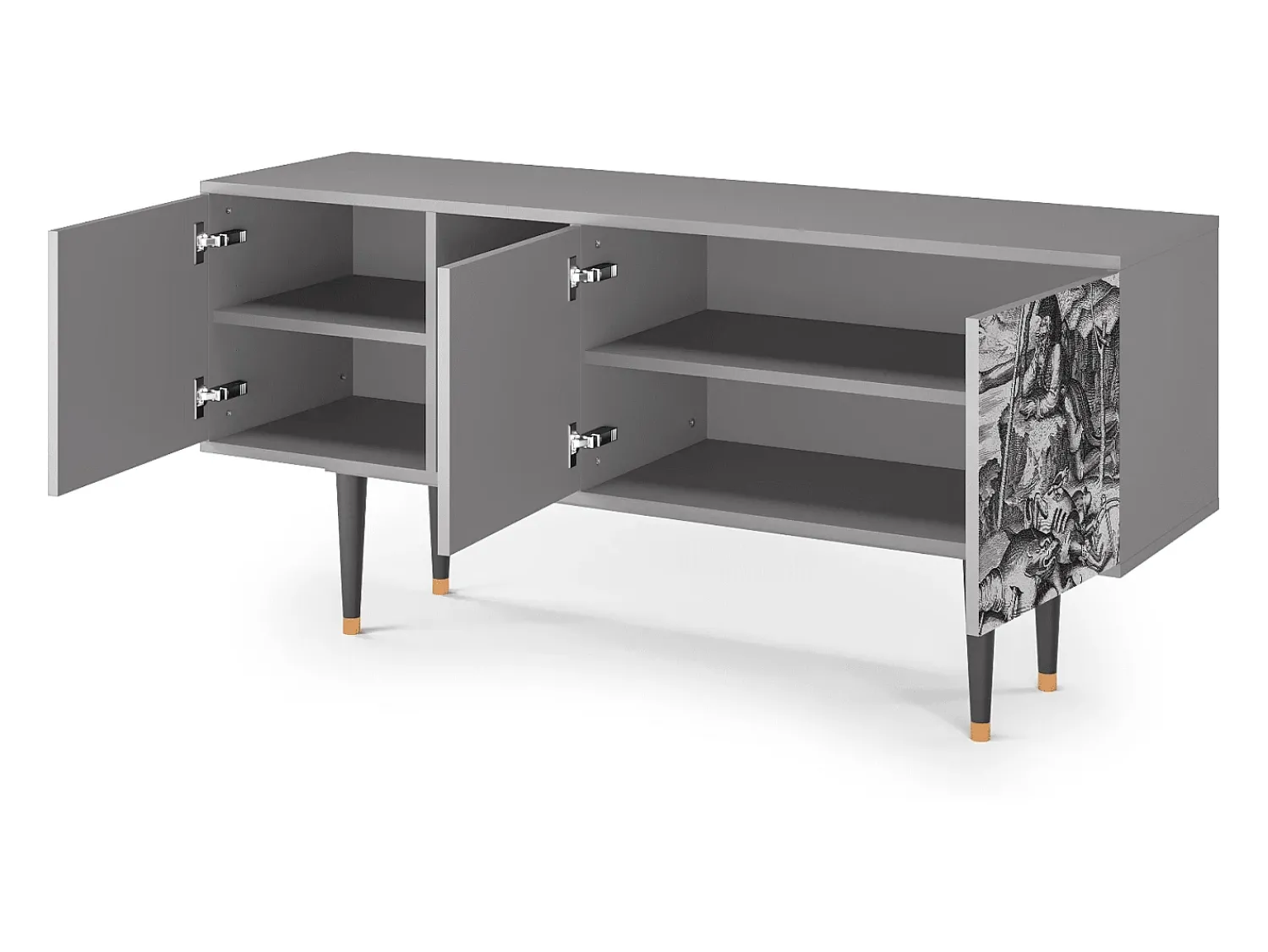 New Mueble de TV - 150х69х41 cm - T5 - The Temptation, Cinza Cinzento
