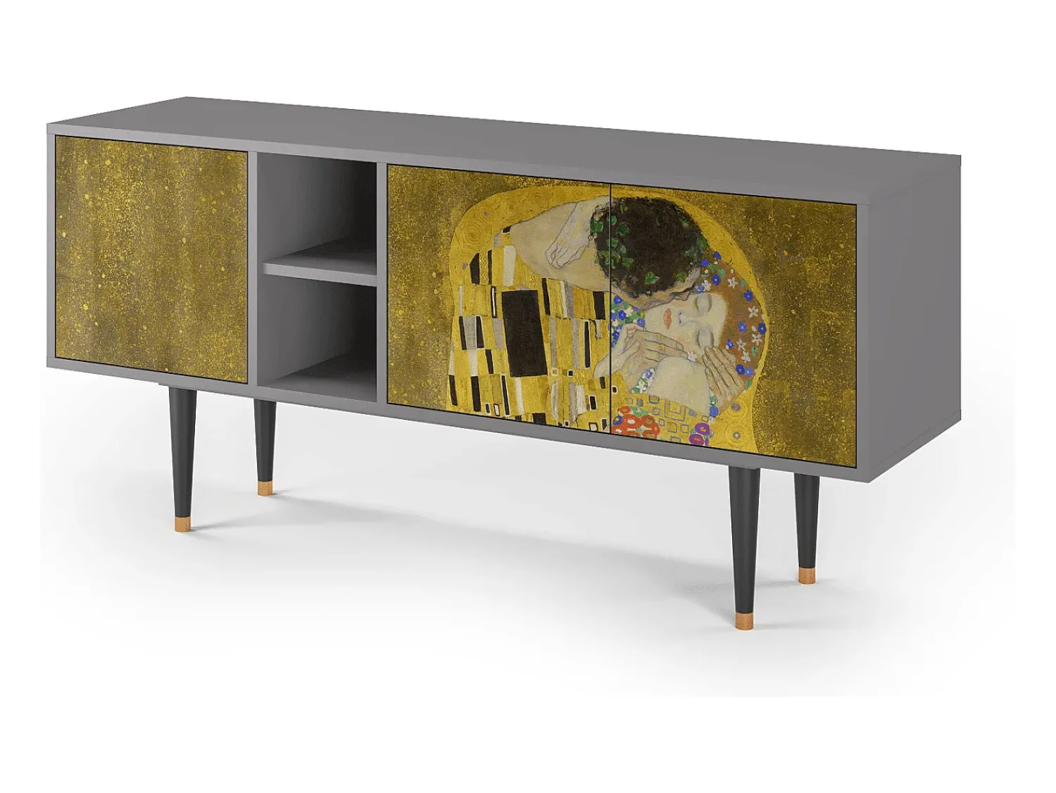 Mueble de TV - 150х69х41 cm - T5 - The Kiss by Klimt , Cinza^ Móvel De Tv