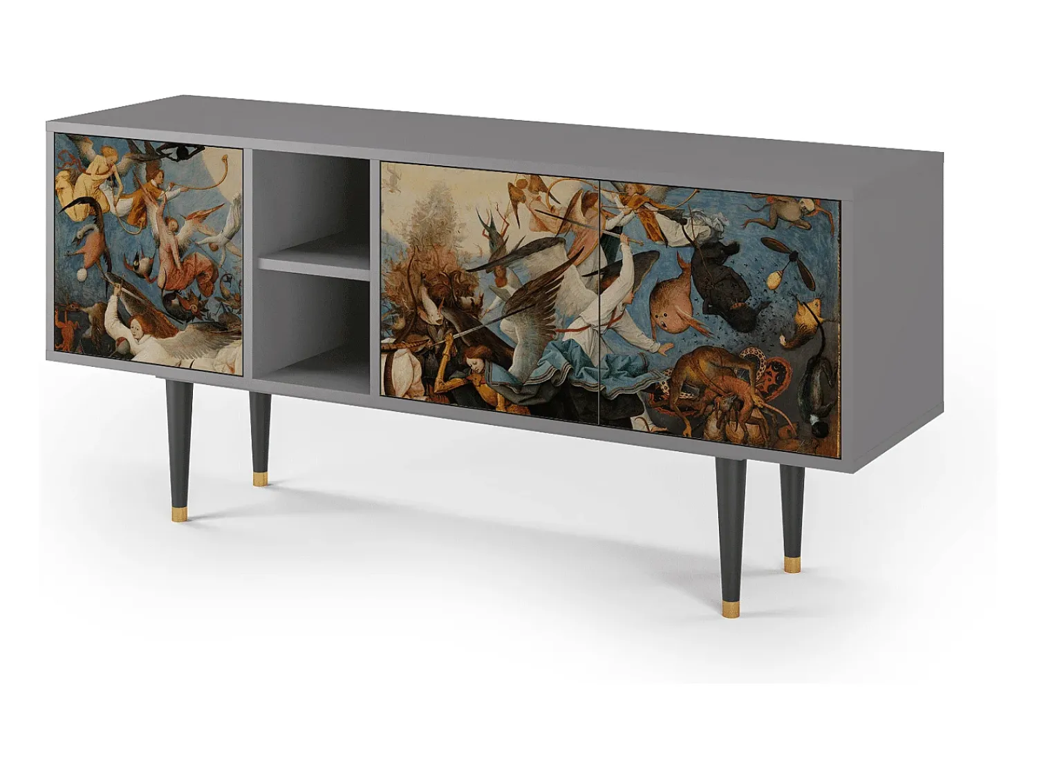 Móvel De Tv| Mueble de TV - 150х69х41 cm - T5 - The Fall, Cinza Cinzento