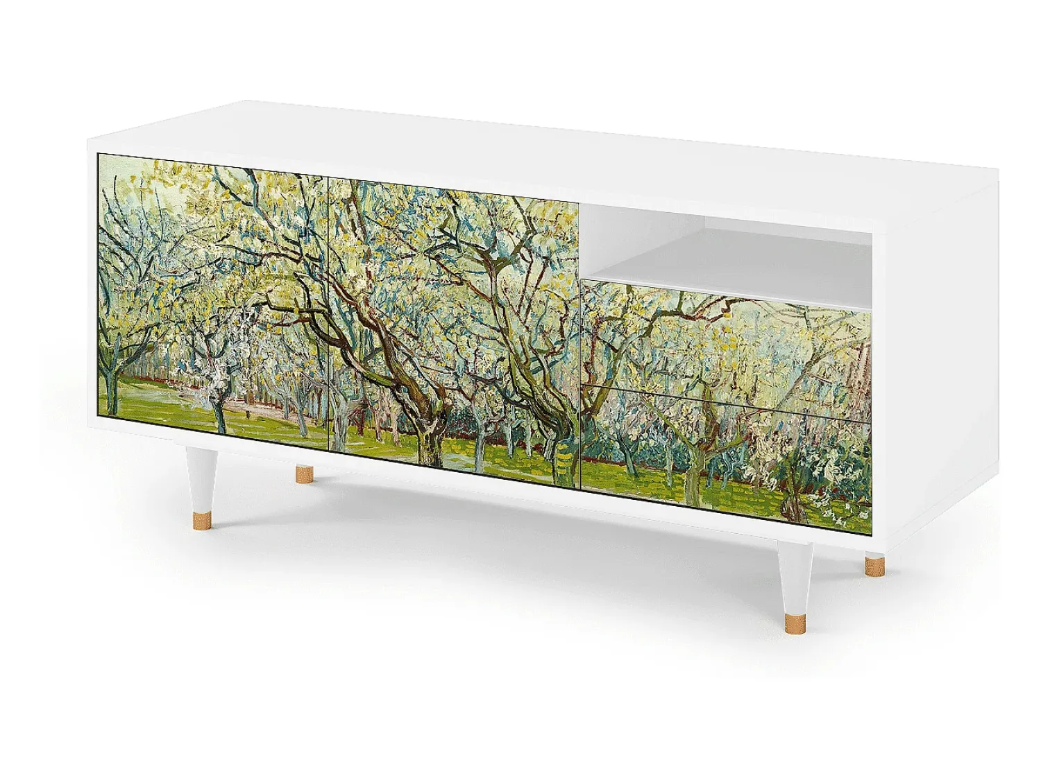 Móvel De Tv| Mueble de TV - 125х56х41 cm - T7 - The Branco Orchard, Branco Bege