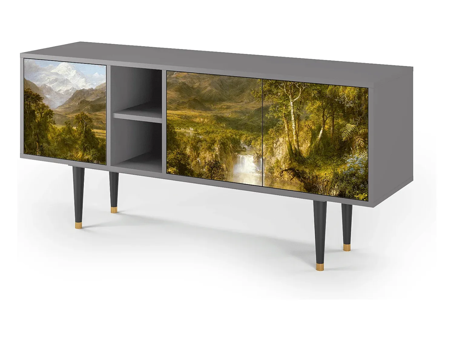 Móvel De Tv* Mueble de TV - 150х69х41 cm - T5 - The Heart of the Andes , Cinza Cinzento