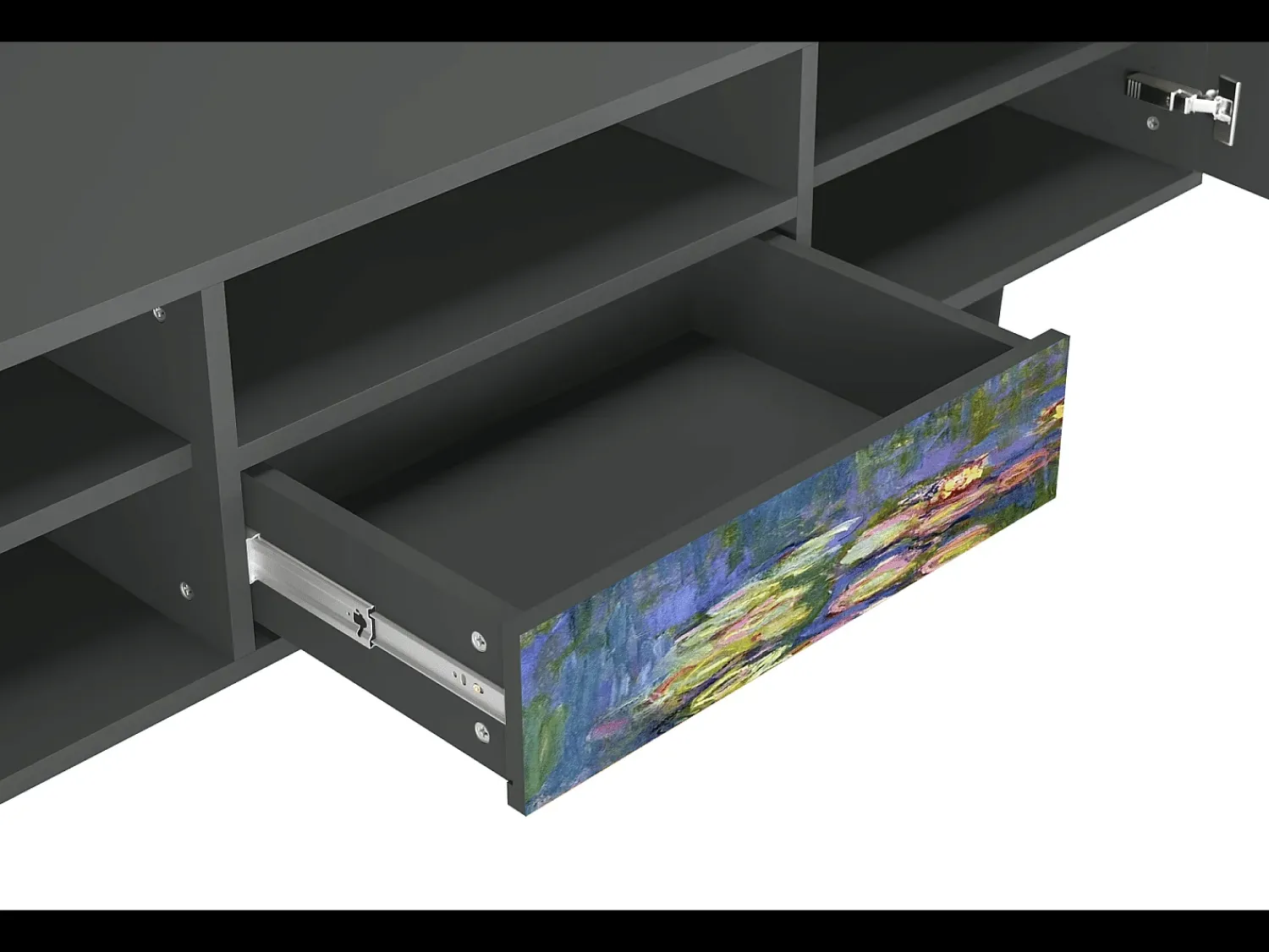 Móvel De Tv| Mueble de TV - 170х59х41 cm - T6 - The water lily pond , Antracite Cinza antracite