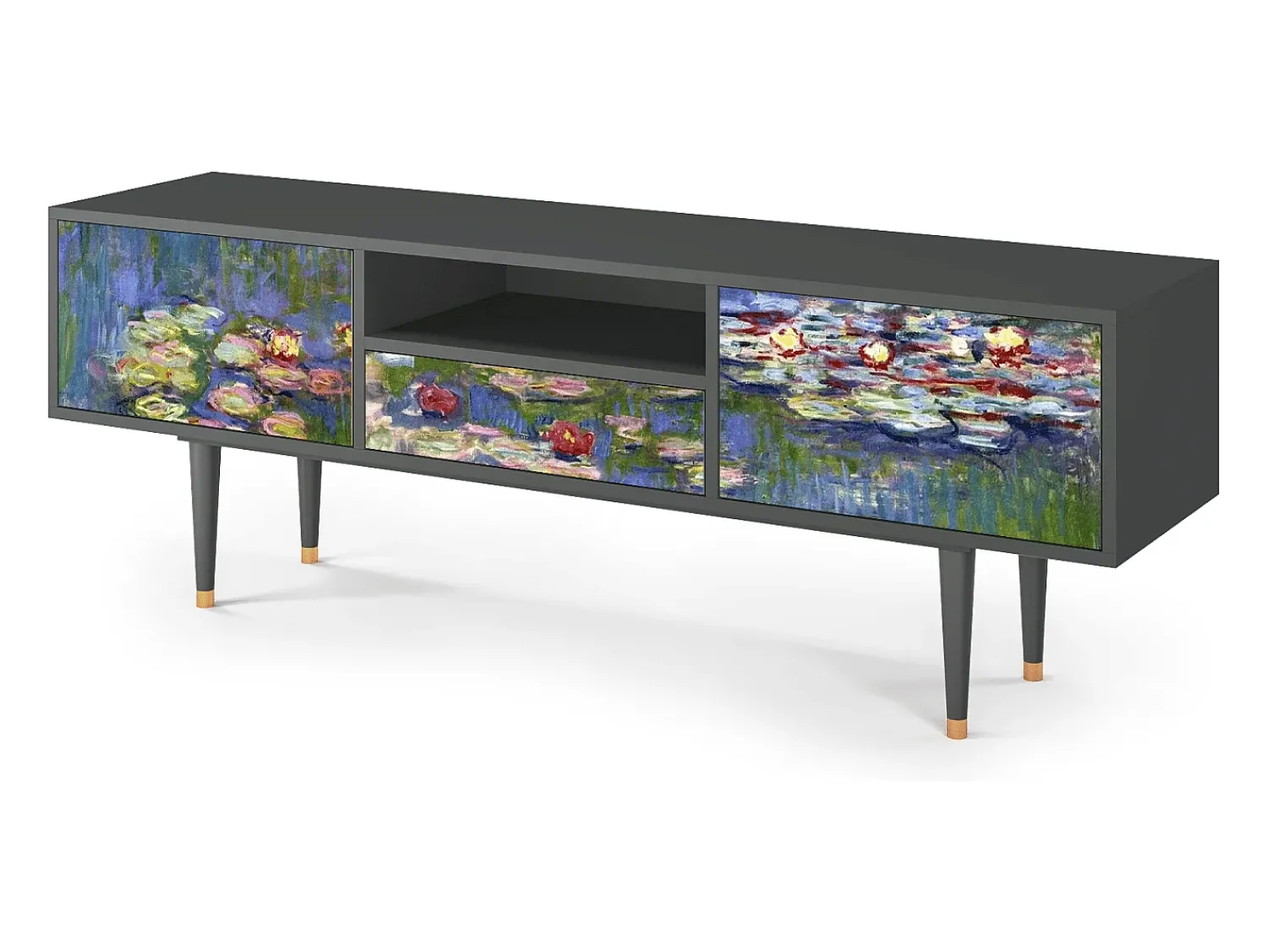 Móvel De Tv| Mueble de TV - 170х59х41 cm - T6 - The water lily pond , Antracite Cinza antracite
