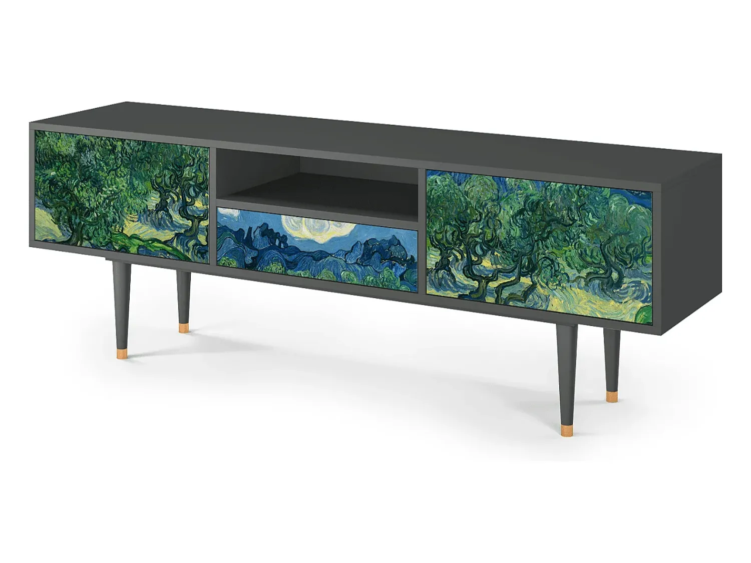 Móvel De Tv| Mueble de TV - 170х59х41 cm - T6 - The Oil Trees, Antracite Cinza antracite