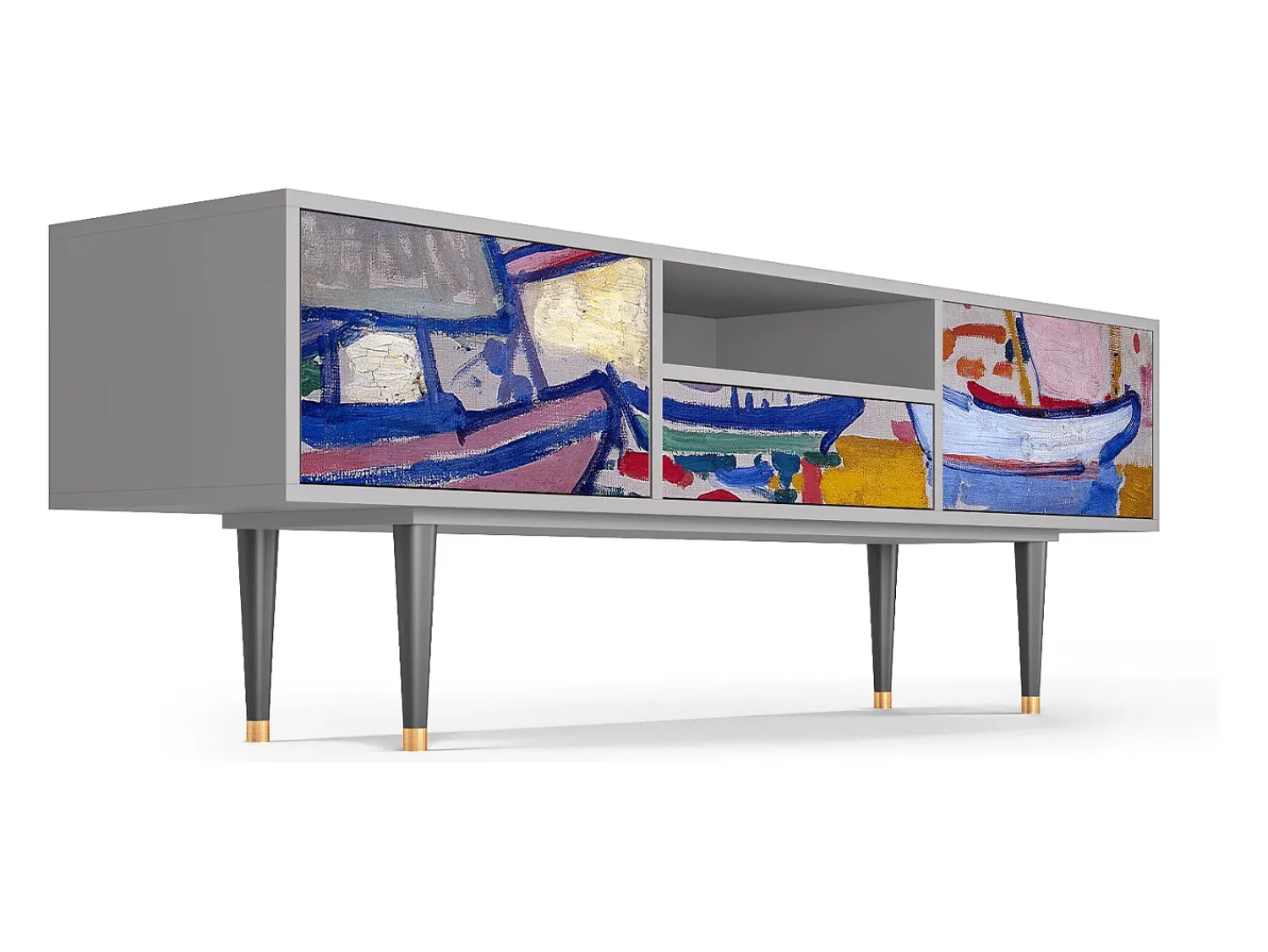 Móvel De Tv| Mueble de TV - 170х59х41 cm - T6 - The Port of Collioure , Cinza Cinzento