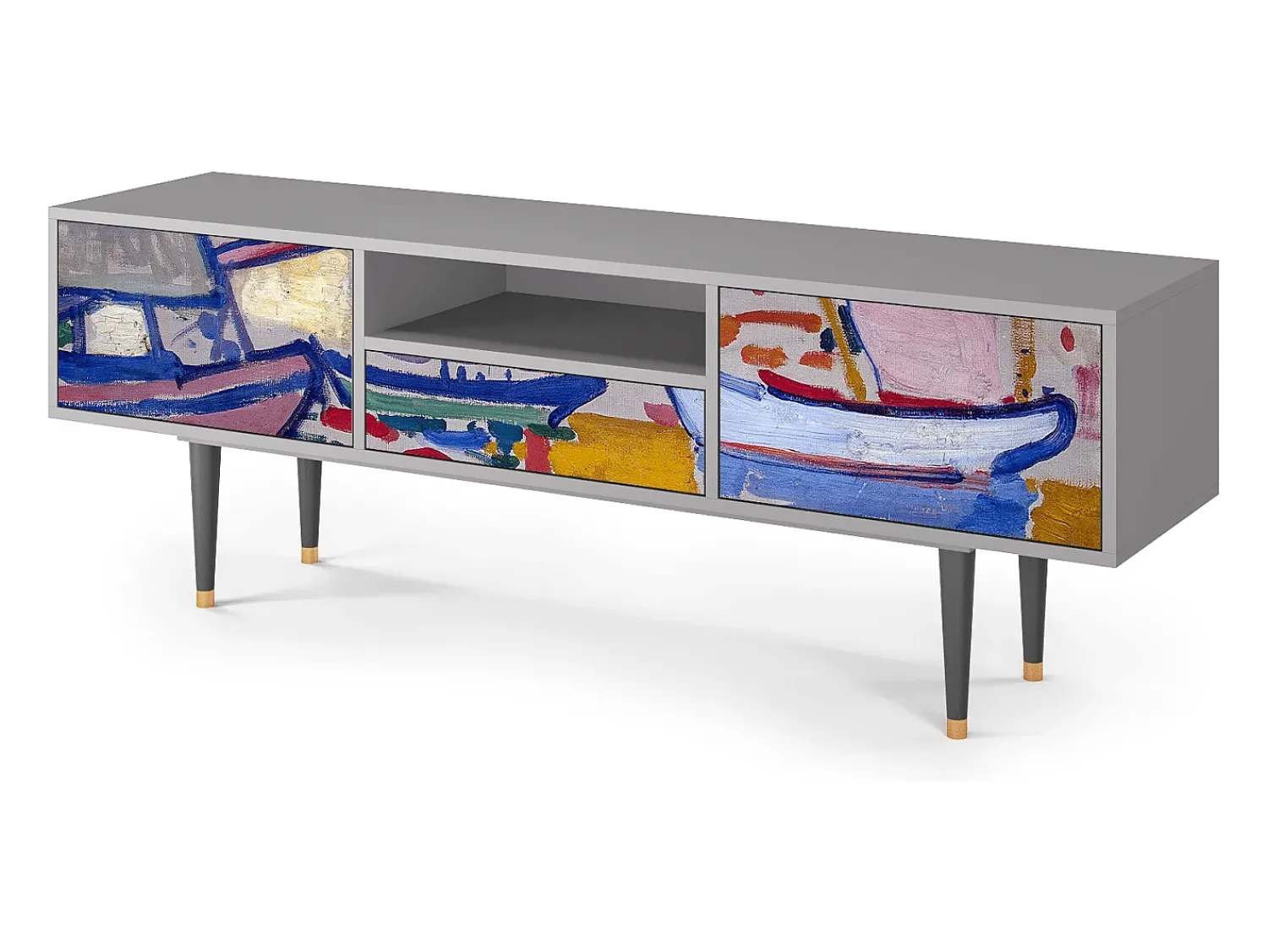 Móvel De Tv| Mueble de TV - 170х59х41 cm - T6 - The Port of Collioure , Cinza Cinzento