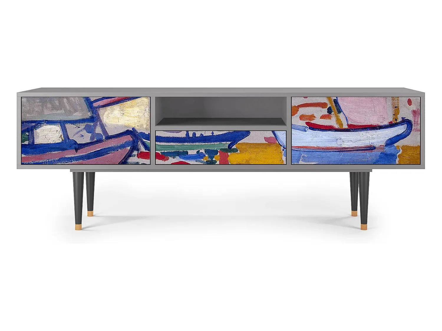 Móvel De Tv| Mueble de TV - 170х59х41 cm - T6 - The Port of Collioure , Cinza Cinzento