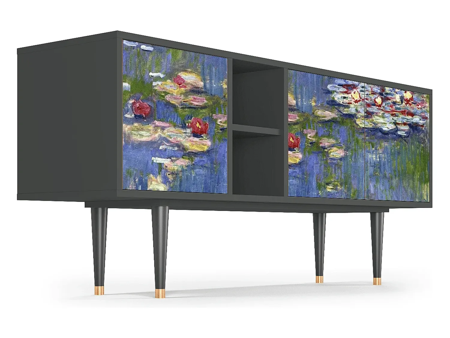 Móvel De Tv* Mueble de TV - 150х69х41 cm - T5 - The water lily pond , Antracite Cinza antracite