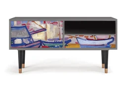 Móvel De Tv* Mueble de TV - 115х59х48 cm - T3 - The Port of Collioure , Cinza Cinzento