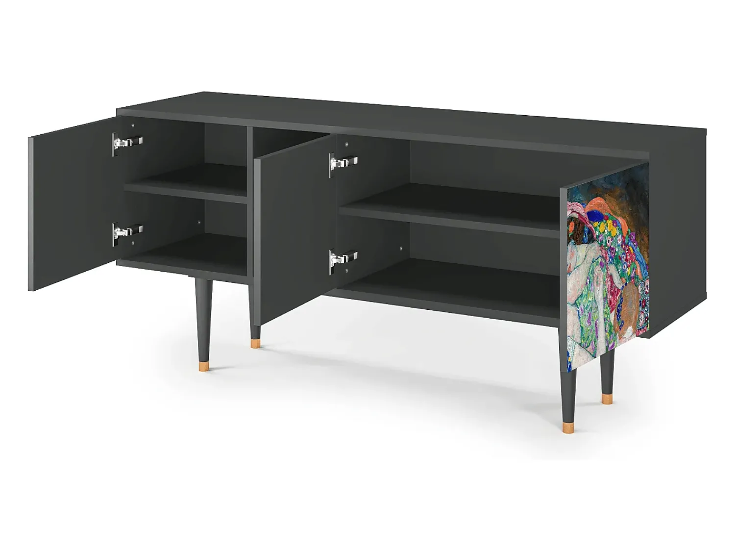Móvel De Tv* Mueble de TV - 150х69х41 cm - T5 - The Maiden by Klimt, Antracite Cinza antracite