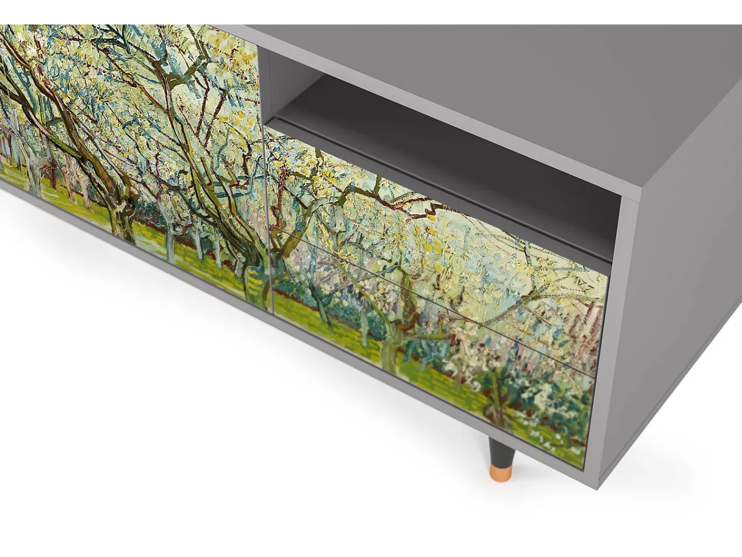 Best Mueble de TV - 125х56х41 cm - T7 - The Branco Orchard, Cinza Cinzento