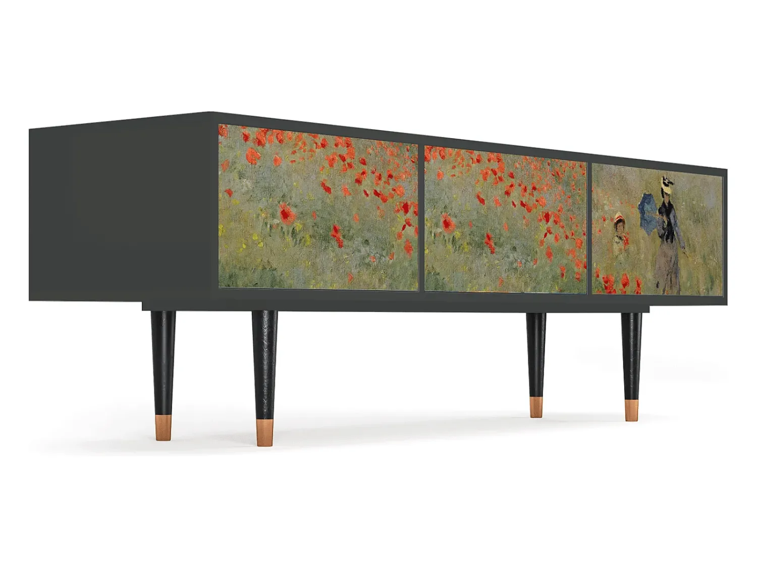 Móvel De Tv* Mueble de TV - 170х59х48 cm - T4 - The Poppy Field , Antracite Cinza antracite