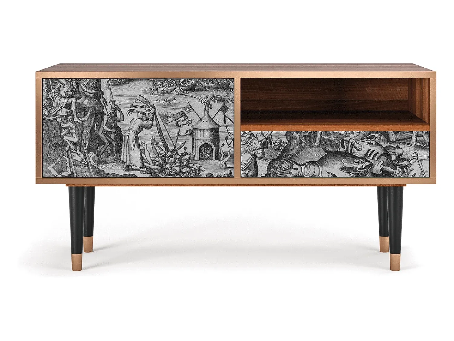 Outlet Mueble de TV - 115х59х48 cm - T3 - The Temptation, Nogueira Castanho