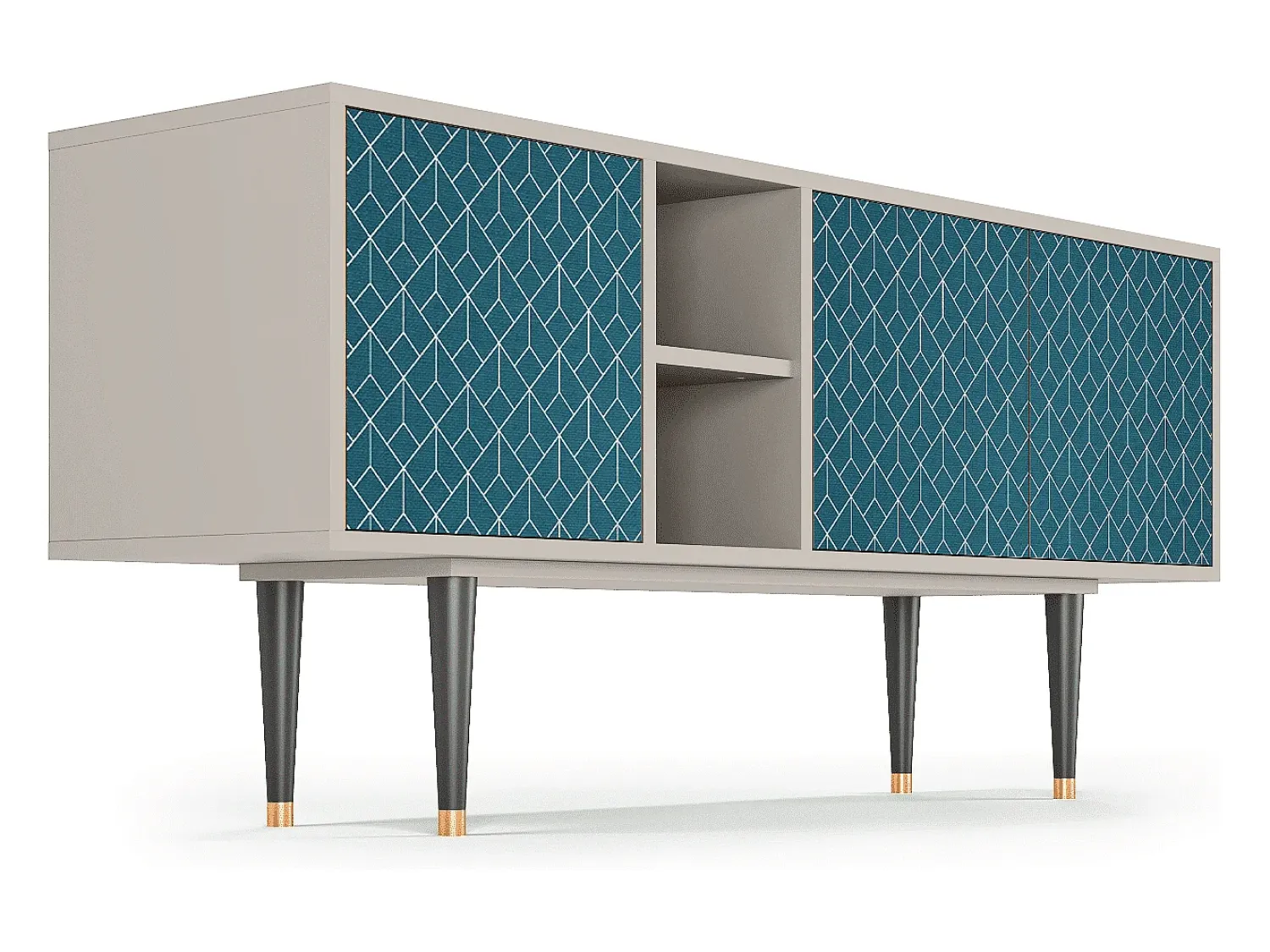 Móvel De Tv* Mueble de TV - 150х69х41 cm - T5 - Turquoise Geometry, Areia Bege
