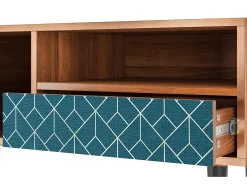 Móvel De Tv| Mueble de TV - 115х59х48 cm - T3 - Turquoise Geometry, Nogueira Castanho