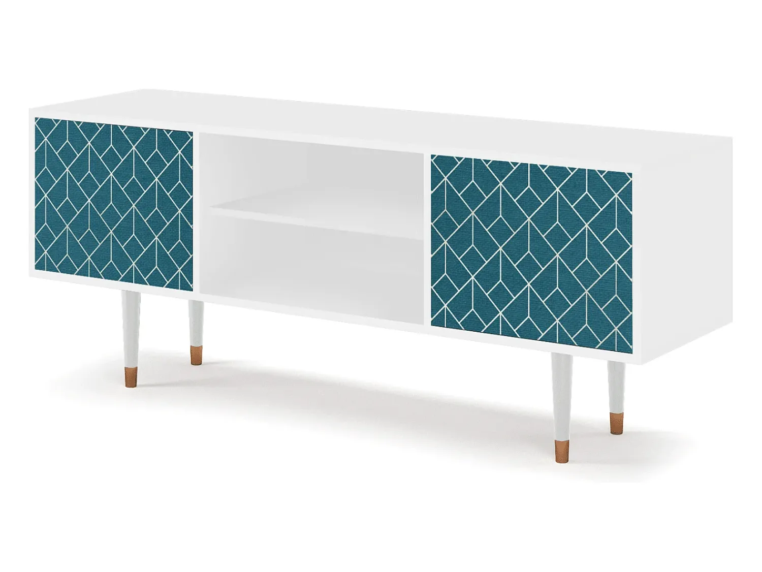 Móvel De Tv| Mueble de TV - 170х69х48 cm - T2 - Turquoise Geometry, Branco Bege