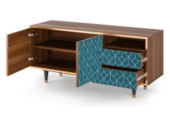 Móvel De Tv| Mueble de TV - 125х56х41 cm - T7 - Turquoise Geometry, Nogueira Castanho