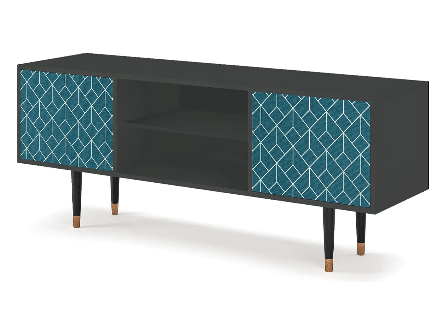 Mueble de TV - 170х69х48 cm - T2 - Turquoise Geometry, Antracite^ Móvel De Tv
