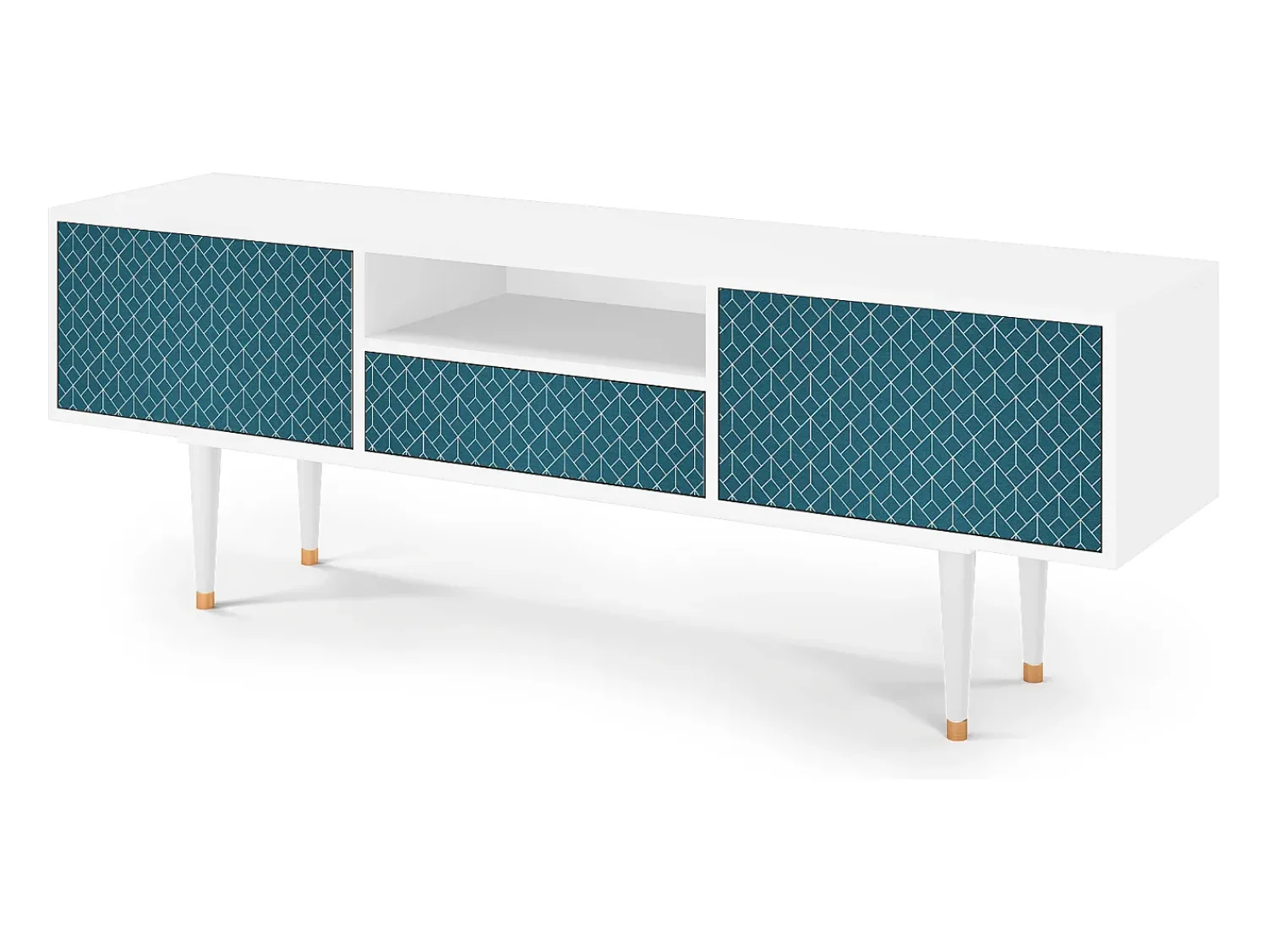 Móvel De Tv* Mueble de TV - 170х59х41 cm - T6 - Turquoise Geometry, Branco Bege