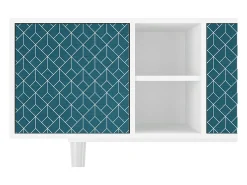 Mueble de TV - 150х69х41 cm - T5 - Turquoise Geometry, Branco^ Móvel De Tv