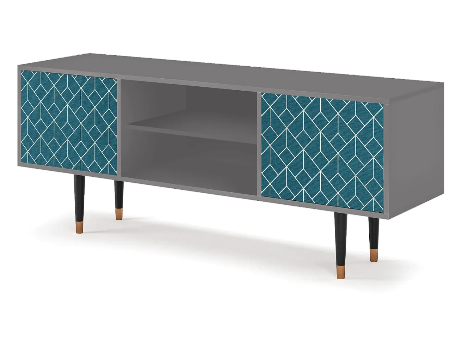 Móvel De Tv* Mueble de TV - 170х69х48 cm - T2 - Turquoise Geometry, Cinza Cinzento