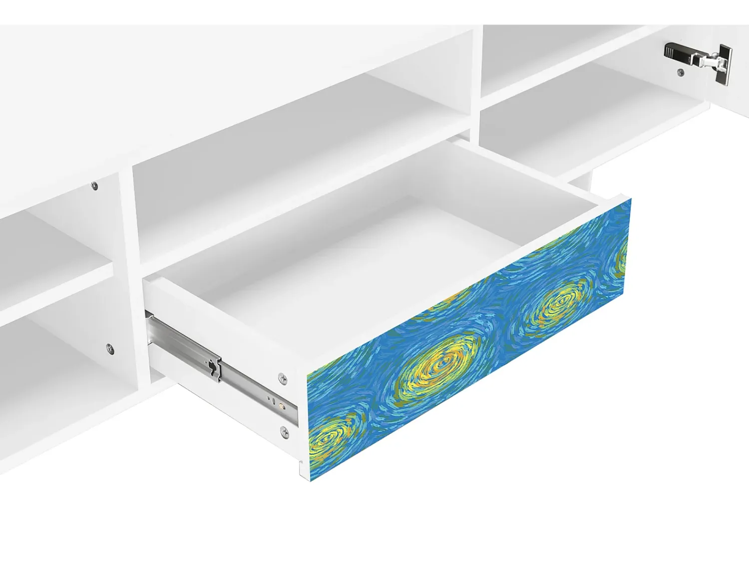 Mueble de TV - 170х59х41 cm - T6 - Van Gogh Lights, Branco^ Móvel De Tv