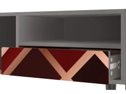 Móvel De Tv| Mueble de TV - 115х59х48 cm - T3 - Velvet 1920's, Cinza Cinzento