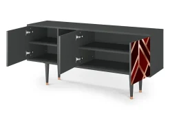 Móvel De Tv| Mueble de TV - 150х69х41 cm - T5 - Velvet 1920's, Antracite Cinza antracite