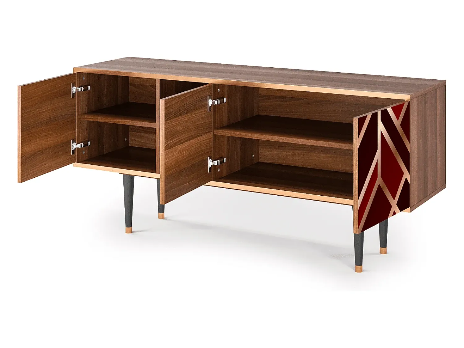Móvel De Tv| Mueble de TV - 150х69х41 cm - T5 - Velvet 1920's, Nogueira Castanho