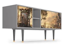 Móvel De Tv| Mueble de TV - 150х69х41 cm - T5 - Venice, Cinza Cinzento