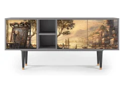 Móvel De Tv| Mueble de TV - 150х69х41 cm - T5 - Venice, Cinza Cinzento