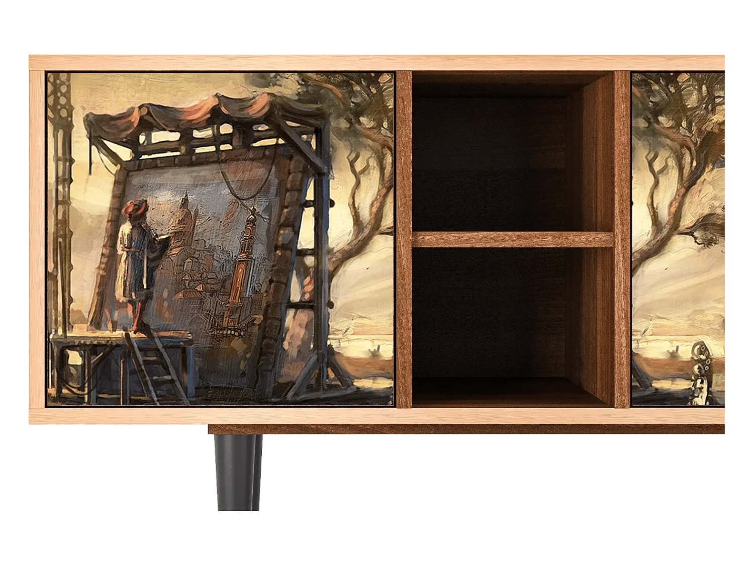 Móvel De Tv| Mueble de TV - 150х69х41 cm - T5 - Venice, Nogueira Castanho