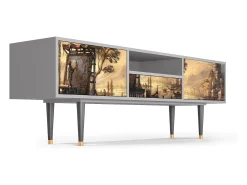 Móvel De Tv| Mueble de TV - 170х59х41 cm - T6 - Venice, Cinza Cinzento