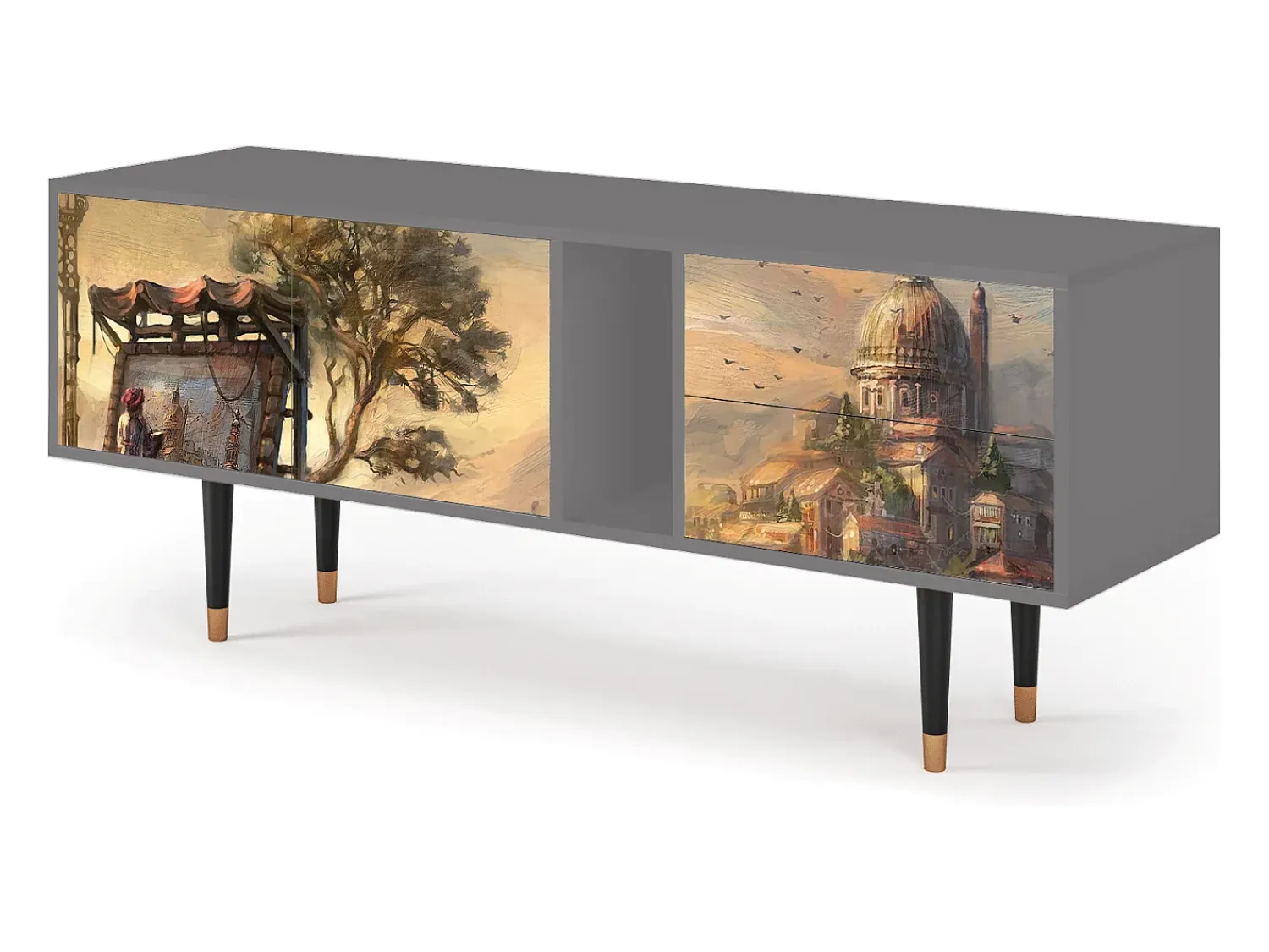 Mueble de TV - 170х69х48 cm - T1 - Venice, Cinza^ Móvel De Tv