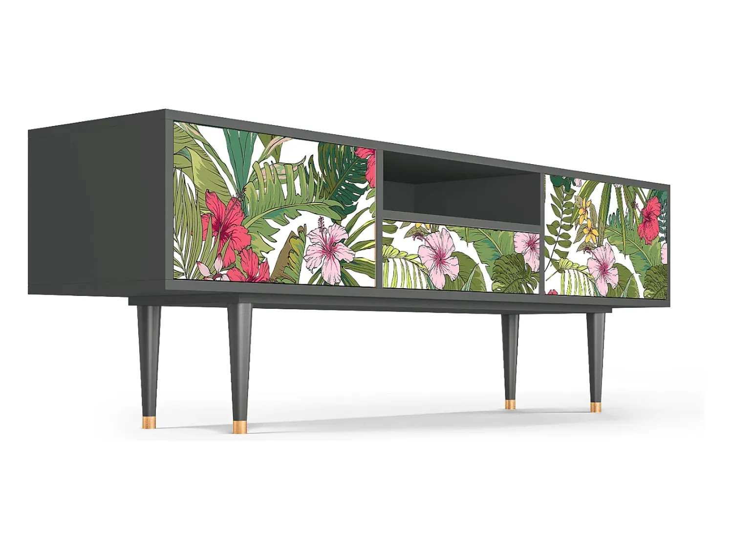 Móvel De Tv| Mueble de TV - 170х59х41 cm - T6 - Verdant Tropics, Antracite Cinza antracite