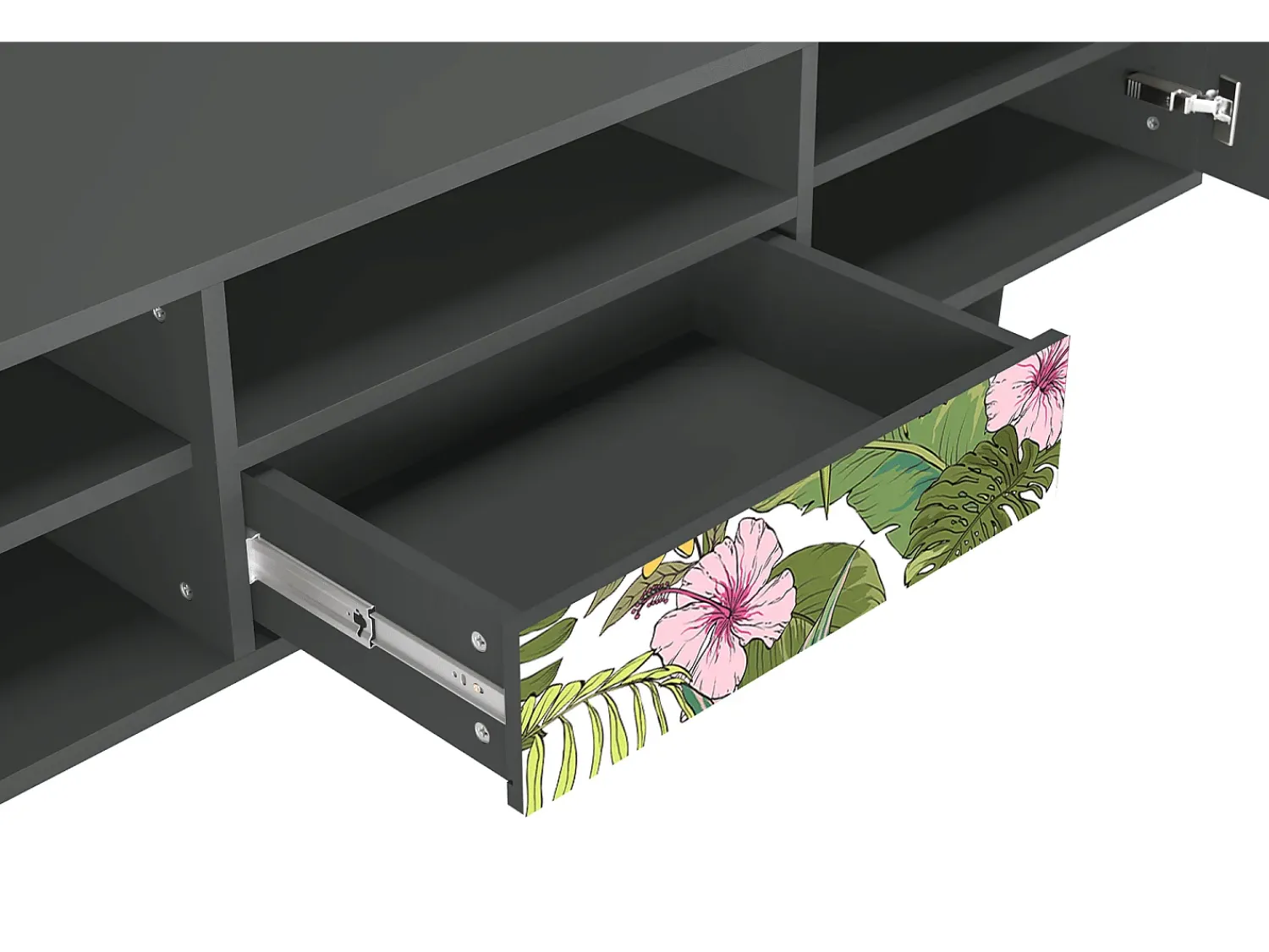 Móvel De Tv| Mueble de TV - 170х59х41 cm - T6 - Verdant Tropics, Antracite Cinza antracite