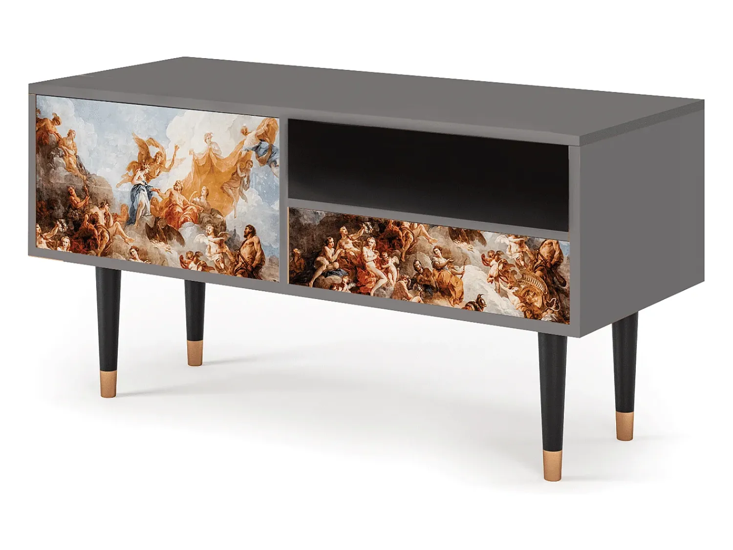 Móvel De Tv| Mueble de TV - 115х59х48 cm - T3 - Versailles, Cinza Cinzento