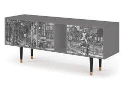 Móvel De Tv* Mueble de TV - 170х69х48 cm - T1 - View of the Piazza, Cinza Cinzento