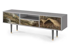 Móvel De Tv* Mueble de TV - 170х59х41 cm - T6 - View Across the Plains , Cinza Cinzento