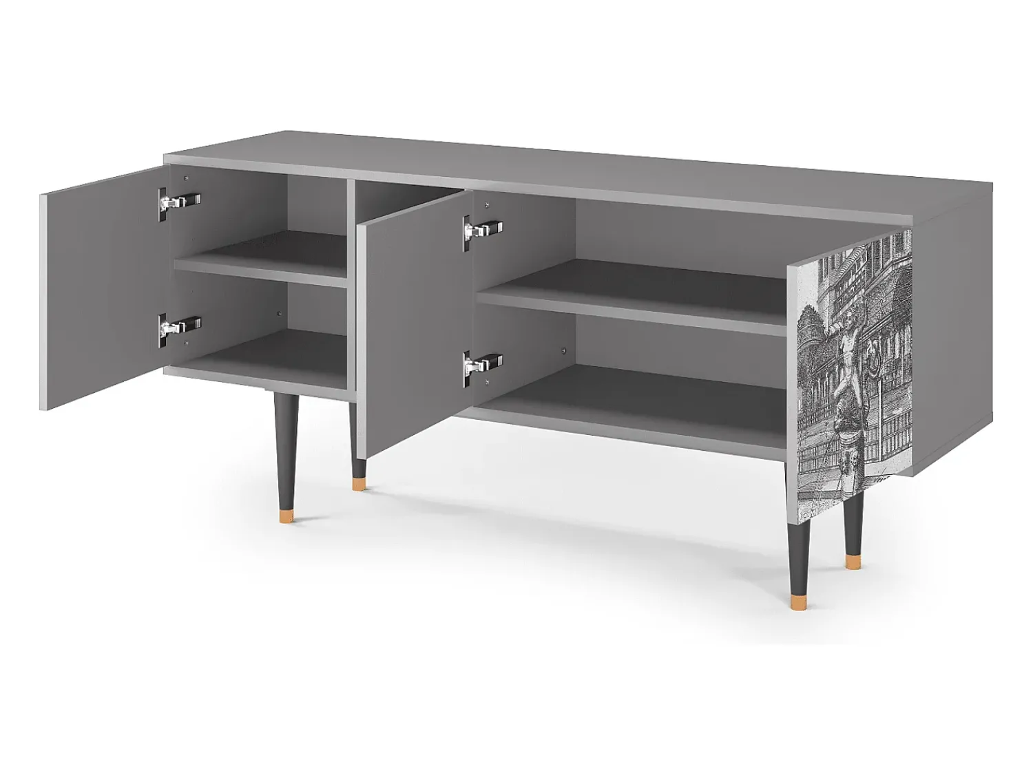Móvel De Tv| Mueble de TV - 150х69х41 cm - T5 - View of the Piazza, Cinza Cinzento