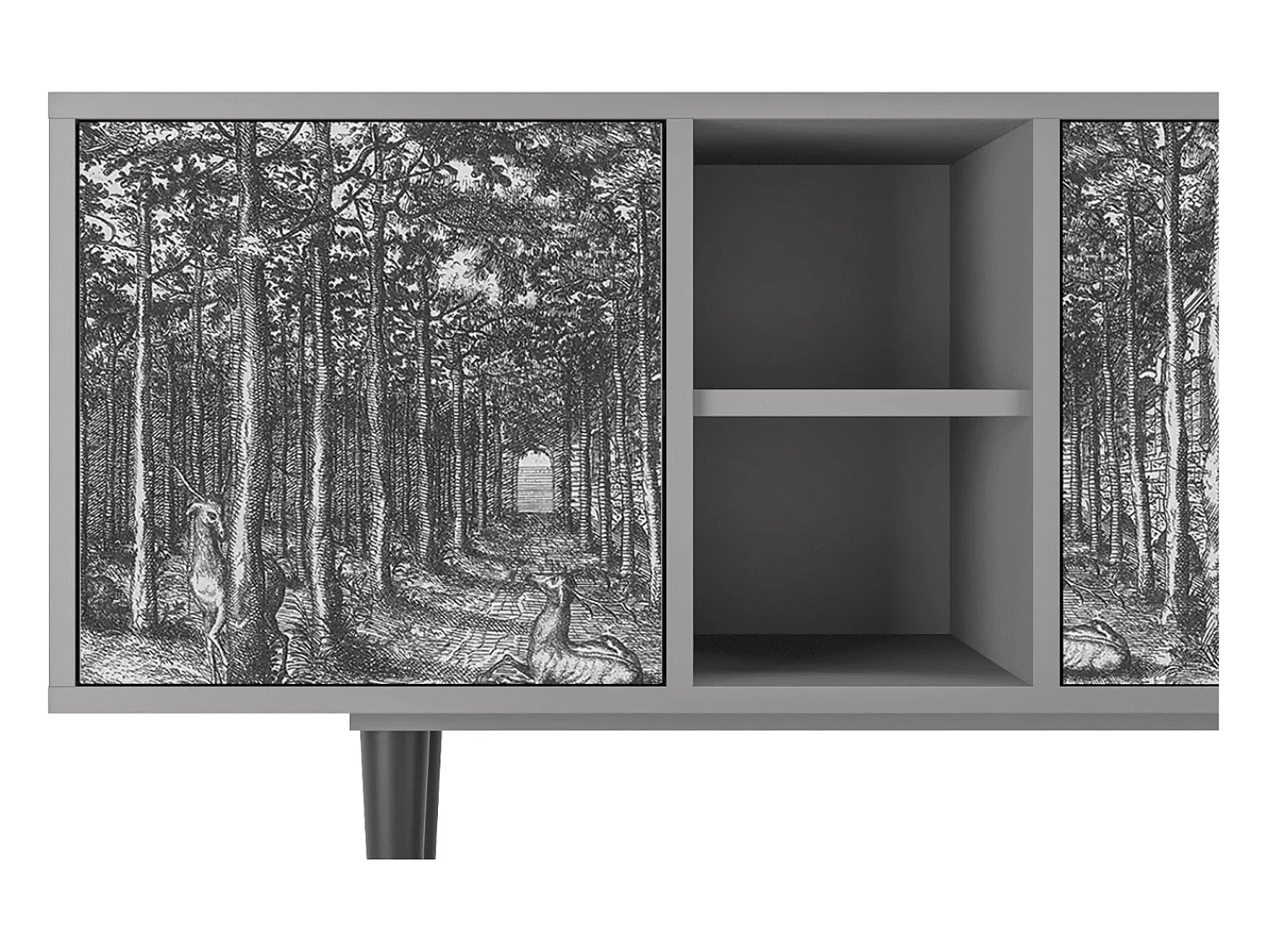 Móvel De Tv| Mueble de TV - 150х69х41 cm - T5 - View of the Piazza, Cinza Cinzento
