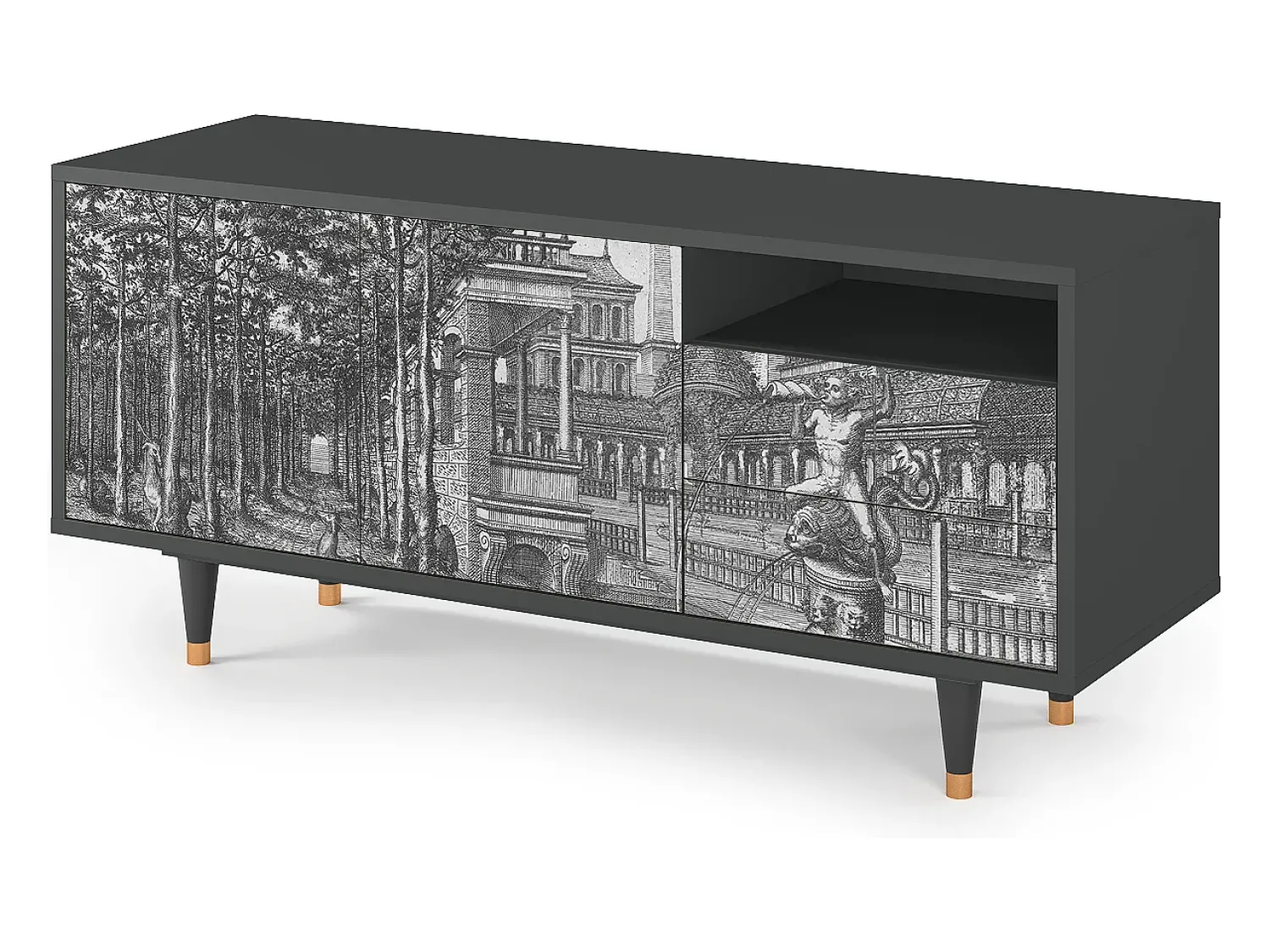 Móvel De Tv* Mueble de TV - 125х56х41 cm - T7 - View of the Piazza, Antracite Cinza antracite