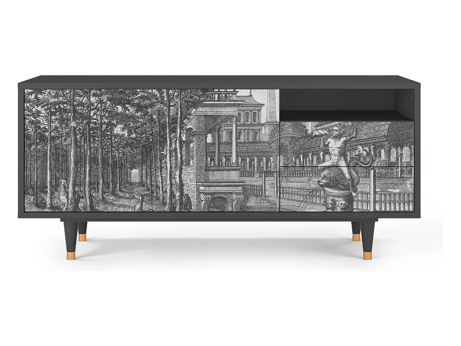 Móvel De Tv* Mueble de TV - 125х56х41 cm - T7 - View of the Piazza, Antracite Cinza antracite