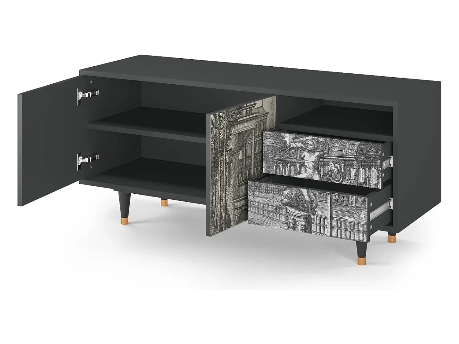 Móvel De Tv* Mueble de TV - 125х56х41 cm - T7 - View of the Piazza, Antracite Cinza antracite