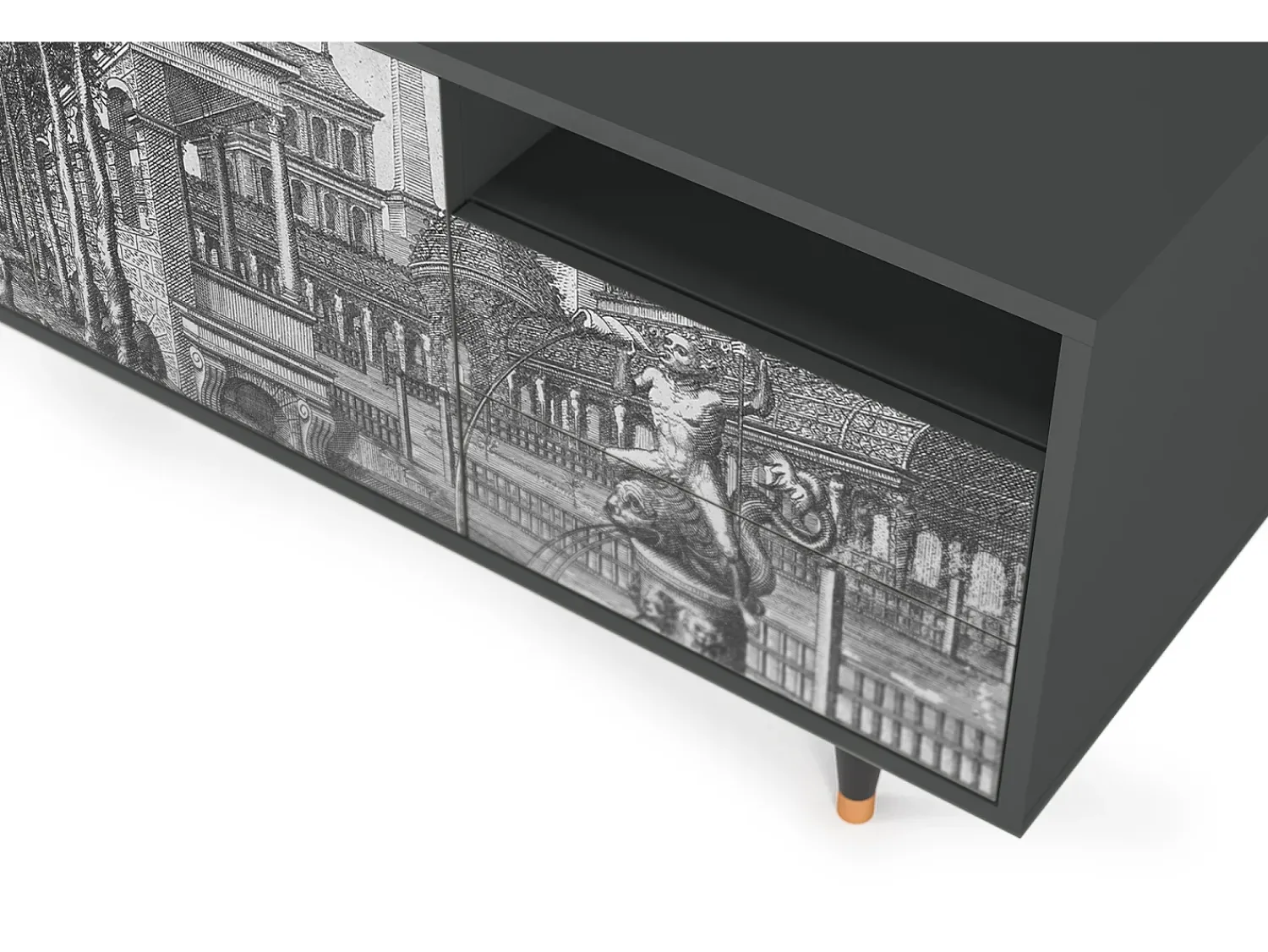 Móvel De Tv* Mueble de TV - 125х56х41 cm - T7 - View of the Piazza, Antracite Cinza antracite