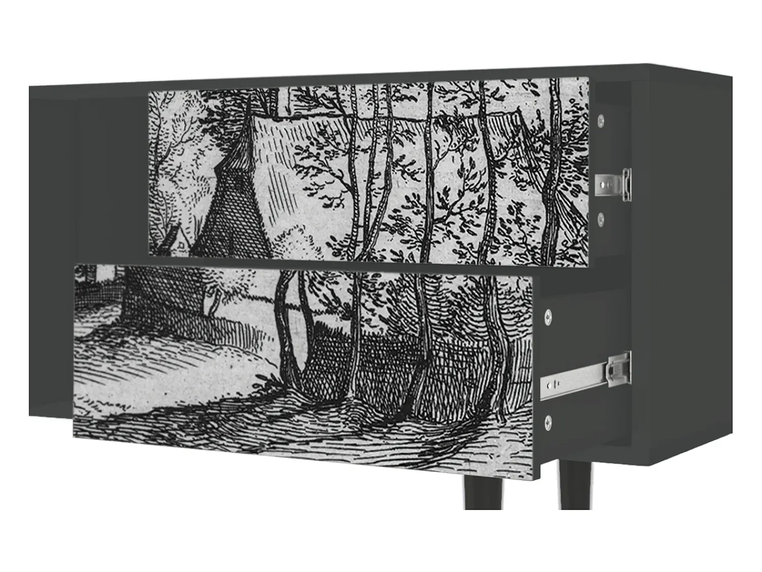 Online Mueble de TV - 170х69х48 cm - T1 - Village Road, Antracite Cinza antracite