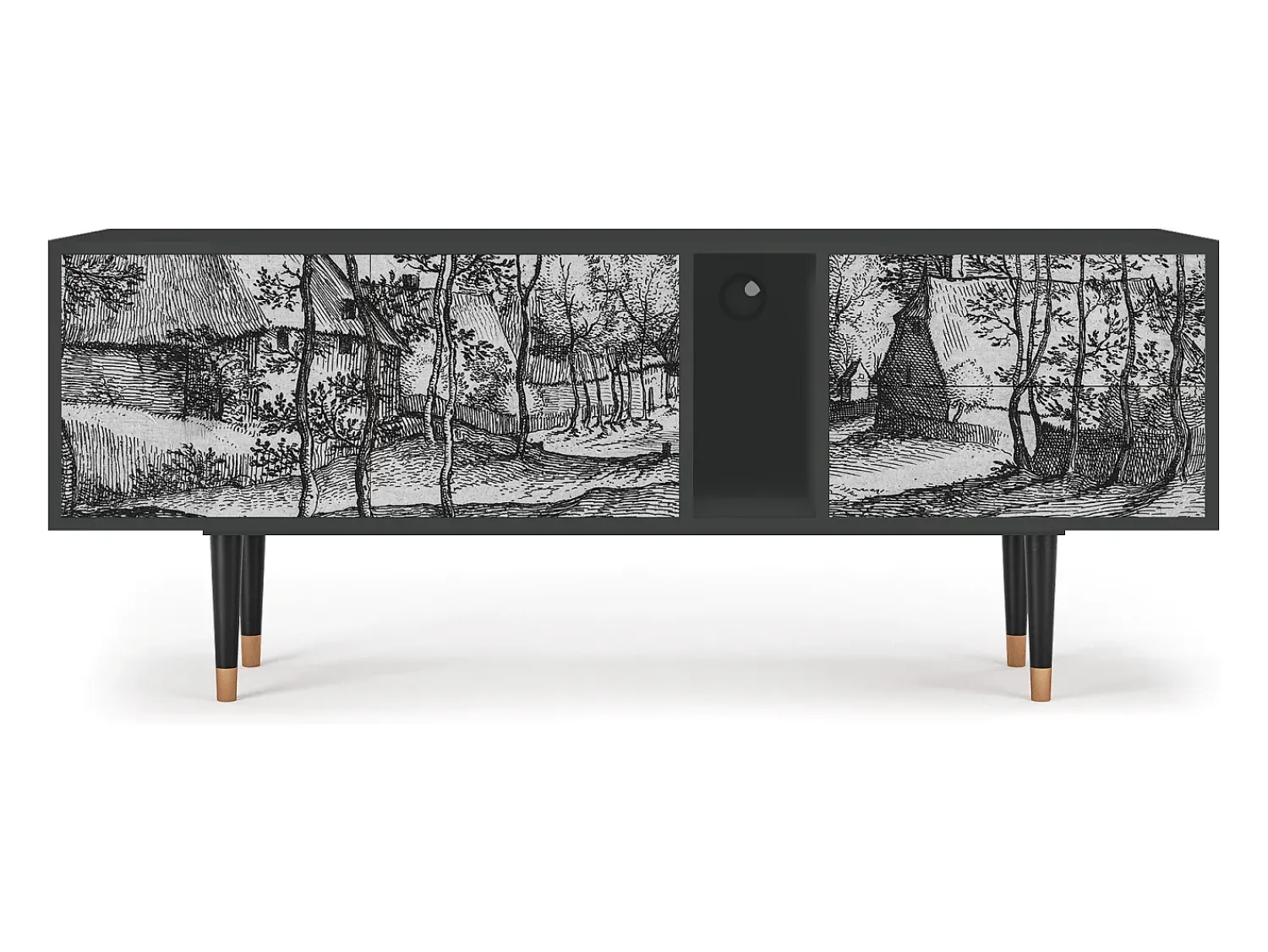 Online Mueble de TV - 170х69х48 cm - T1 - Village Road, Antracite Cinza antracite