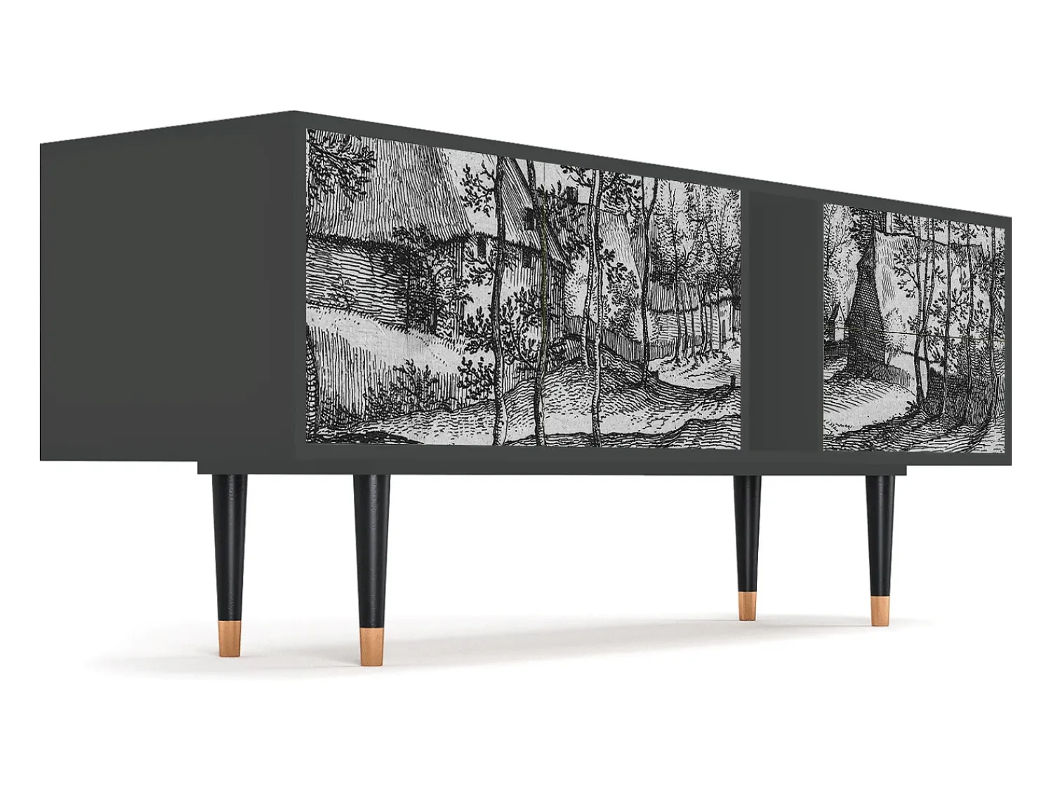 Online Mueble de TV - 170х69х48 cm - T1 - Village Road, Antracite Cinza antracite